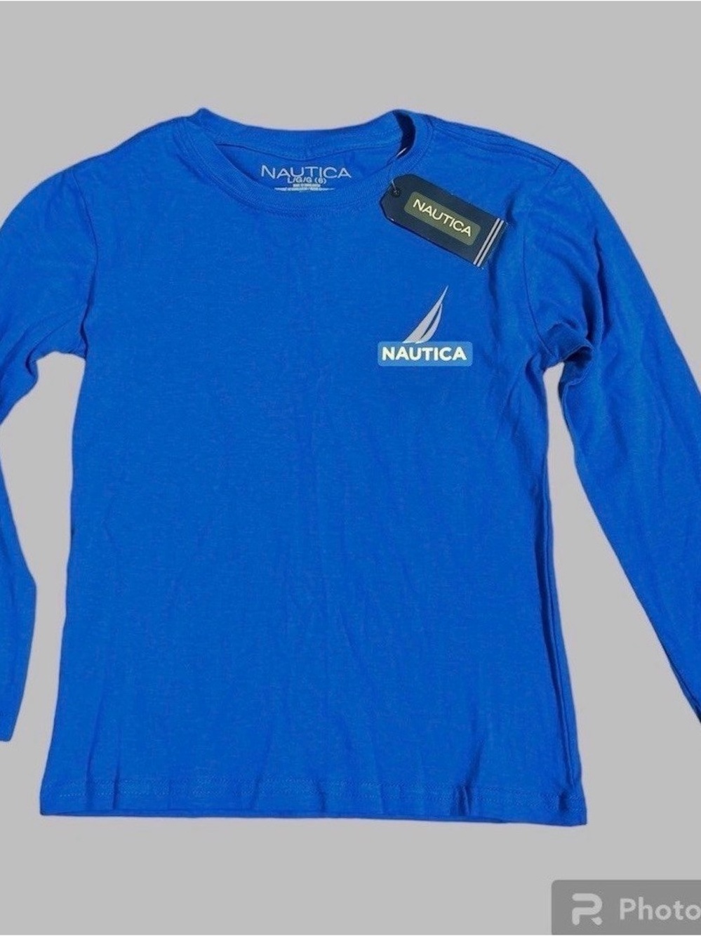 NWT Nautica Boys Size (6) Long Sleeve T-Shirt Royal Blue Logo Graphic Shirt